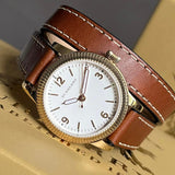 Burberry Utilitarian White Dial Brown Leather Strap Watch for Women - BU7850 Authentic Buy Shop Now