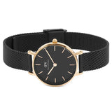 Daniel Wellington Petite Ashfield Black Dial Black Mesh Strap Watch for Women - DW00100307 Authentic Buy Shop Now