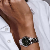 Daniel Wellington Iconic Link Black Dial Silver Steel Strap Watch For Women - DW00100206 Authentic Buy Shop Now