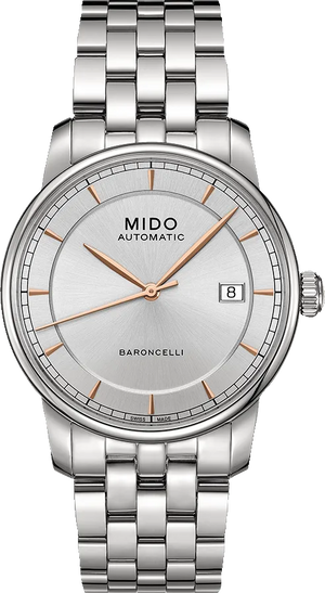 Mido Baroncelli III Automatic Silver Dial Silver Steel Strap Watch For Women - M7600.4.10.1 Authentic Buy Shop Now