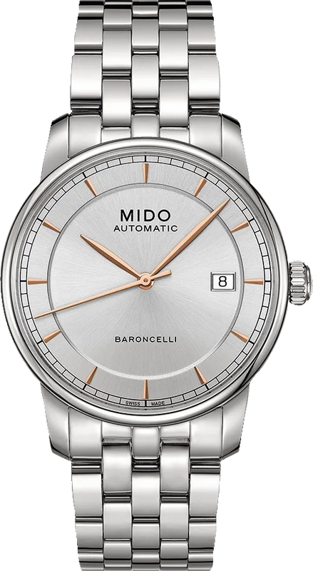 Mido Baroncelli III Automatic Silver Dial Silver Steel Strap Watch For Women - M7600.4.10.1 Authentic Buy Shop Now
