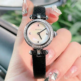 Gucci Diamantissima Diamonds Mother of Pearl Dial Black Leather Strap Watch For Women - YA141511 Authentic Buy Shop Now