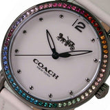 Coach Delancey Crystals White Dial White Leather Strap Watch For Women - 14502888 Authentic Buy Shop Now