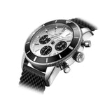 Breitling Superocean Heritage B01 Chronograph 44 Silver Dial Black Mesh Bracelet Watch for Men - AB0162121G1S1 Authentic Buy Shop Now
