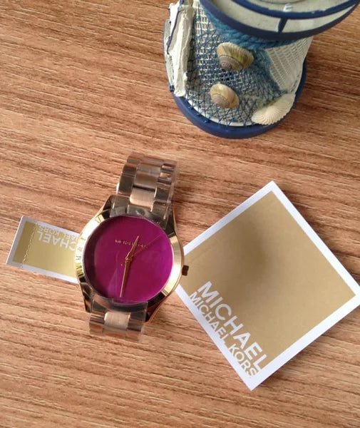 Michael Kors Runway Pink Dial Rose Gold Steel Strap Watch for Women - MK3550 Authentic Buy Shop Now