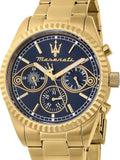 Maserati Competizione Chronograph Blue Dial Gold Steel Strap Watch For Men - R8853100026 Authentic Buy Shop Now