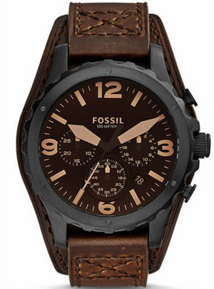 Fossil Nate Chronograph Brown Dial Brown Leather Strap Watch for Men - JR1511 Authentic Buy Shop Now