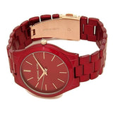 Michael Kors Slim Runway Red Dial Red Steel Strap Watch For Women - MK3895 Authentic Buy Shop Now