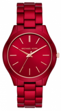 Michael Kors Slim Runway Red Dial Red Steel Strap Watch For Women - MK3895 Authentic Buy Shop Now
