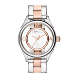 Marc Jacobs Tether Transparent White Dial Two Tone Steel Strap Watch for Women - MBM3418 Authentic Buy Shop Now