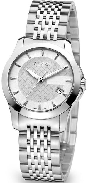 Gucci G Timeless Silver Dial Silver Steel Strap Watch For Women - YA126501 Authentic Buy Shop Now