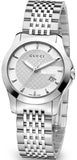Gucci G Timeless Silver Dial Silver Steel Strap Watch For Women - YA126501 Authentic Buy Shop Now