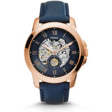 Fossil Grant Automatic Blue Dial Blue Leather Strap Watch for Men - ME3029 Authentic Buy Shop Now