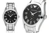 Emporio Armani Valente Black Dial Silver Steel Strap Watch For Men - AR0680 Authentic Buy Shop Now