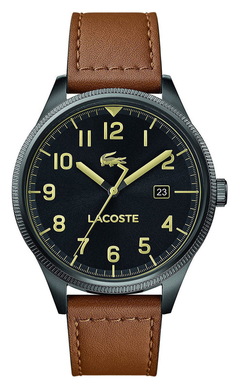 Lacoste Continental Black Dial Brown Leather Strap Watch for Men - 2011021 Authentic Buy Shop Now