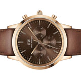 Daniel Wellington Iconic Chronograph St Mawes Brown Dial Brown Leather Strap Watch For Men - DW00100640 Authentic Buy Shop Now