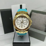 Guess Limelight Crystal White Dial Light Blue Rubber Strap Watch for Women - W1053L6 Authentic Buy Shop Now
