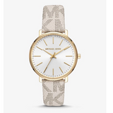 Michael Kors Pyper Quartz Silver Dial White Leather Strap Watch For Women - MK2858 Authentic Buy Shop Now