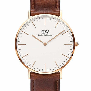Daniel Wellington Classic St Mawes White Dial Brown Leather Strap Watch For Men - DW00100006 Authentic Buy Shop Now