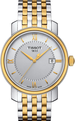 Tissot T Classic Bridgeport Quartz Silver Dial Two Tone Mesh Bracelet Watch For Men - T097.410.22.036.00 Authentic Buy Shop Now