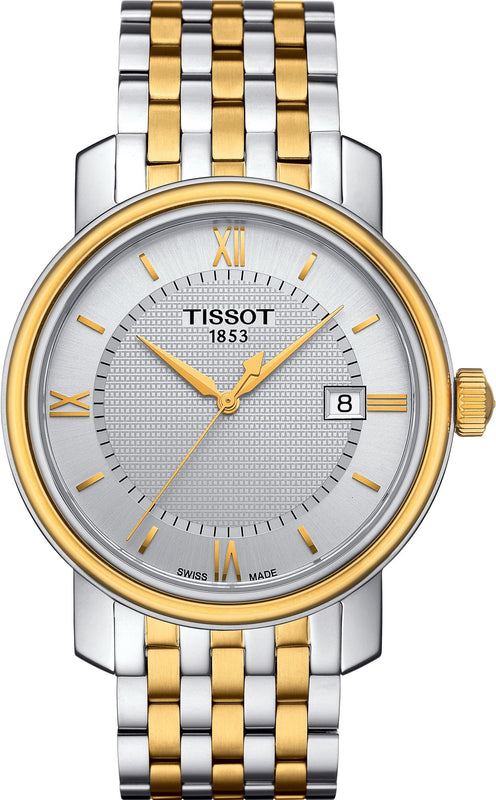 Tissot T Classic Bridgeport Quartz Silver Dial Two Tone Mesh Bracelet Watch For Men - T097.410.22.036.00 Authentic Buy Shop Now