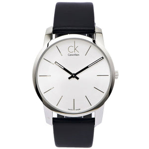Calvin Klein City White Dial Black Leather Strap Watch For Men - K2G211C6 Authentic Buy Shop Now