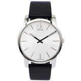 Calvin Klein City White Dial Black Leather Strap Watch For Men - K2G211C6 Authentic Buy Shop Now