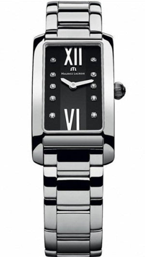 Maurice Lacroix Fiaba Black Dial Silver Steel Strap Watch for Women - FA2164-SS002-120 Authentic Buy Shop Now