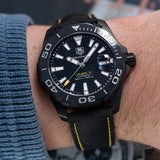 Tag Heuer Aquaracer Calibre 5 Automatic Black Dial Black Nylon Strap Watch for Men - WAY218A.FC6362 Authentic Buy Shop Now