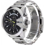 Diesel Mega Chief Chronograph Blue Dial Silver Steel Strap Watch For Men - DZ4465 Authentic Buy Shop Now