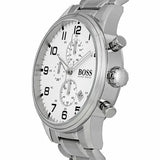 Hugo Boss Aeroliner Chronograph Quartz White Dial Silver Steel Strap Watch For Men - HB1512445 Authentic Buy Shop Now