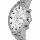 Hugo Boss Aeroliner Chronograph White Dial Silver Steel Strap Watch For Men - 1512445