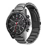 Tommy Hilfiger Mason Chronograph Black Dial Black Steel Strap Watch For Men - 1791935 Authentic Buy Shop Now