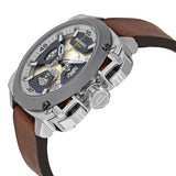 Diesel BAMF Chronograph Beige Dial Brown Leather Strap Watch For Men - DZ7343 Authentic Buy Shop Now