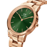 Daniel Wellington Iconic Link Emerald Green Dial Rose Gold Steel Strap Watch For Women - DW00100419 Authentic Buy Shop Now