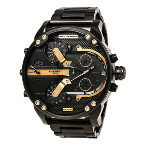 Diesel Big Daddy Chronograph Black Dial Black Steel Strap Watch For Men - DZ7312 Authentic Buy Shop Now