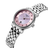 Tissot T Classic Carson Premium Lady Mother of Pearl Pink Dial Silver Steel Strap Watch For Women - T122.210.11.159.00 Authentic Buy Shop Now