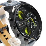 Diesel Big Daddy Chronograph Black Dial Black Leather Strap Watch For Men - DZ7311 Authentic Buy Shop Now