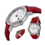 Burberry The City Silver Dial Red Leather Strap Watch for Women - BU9129 Authentic Buy Shop Now