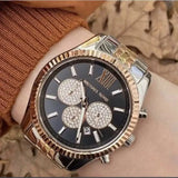 Michael Kors Lexington Chronograph Crystals Black Dial Two Tone Steel Strap Watch for Men - MK8714 Authentic Buy Shop Now