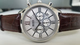 Hugo Boss Ambassador Chronograph Silver Dial Brown Leather Strap Watch For Men - HB1513195 Authentic Buy Shop Now
