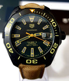 Tag Heuer Aquaracer 300 Calibre 5 Automatic Black Dial Brown Nylon Strap Watch for Men - WAY208C.FC6383 Authentic Buy Shop Now
