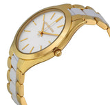 Michael Kors Slim Runway Quartz White Dial Two Tone Steel Strap Watch For Women - MK4295 Authentic Buy Shop Now