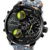 Diesel Big Daddy Chronograph Black Dial Black Leather Strap Watch For Men - DZ7311 Authentic Buy Shop Now