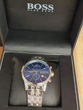 Hugo Boss Jet Blue Dial Silver Steel Strap Watch for Men - 1513384 Authentic Buy Shop Now
