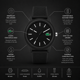 Lacoste 12.12 Black Dial Black Silicon Strap Watch for Men - 2010986 Authentic Buy Shop Now