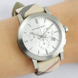 Burberry The City Nova White Dial Checked Brown Leather Strap Watch for Men - BU9357 Authentic Buy Shop Now