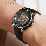 Gucci Dive Tiger Black Dial Black Rubber Strap Watch For Men - YA136318 Authentic Buy Shop Now