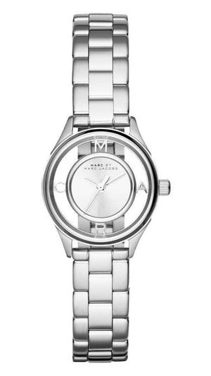 Marc Jacobs Tether Transparent Silver Dial Silver Steel Strap Watch for Women - MBM3416 Authentic Buy Shop Now