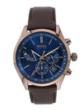 Hugo Boss Grand Prix Blue Dial Brown Leather Strap Watch for Men - 1513604 Authentic Buy Shop Now